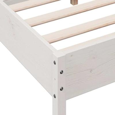 Bedframe met hoofdbord massief grenenhout wit 120x200 cm - thumbnail