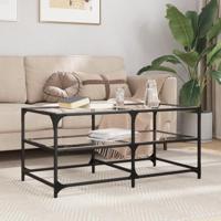 Salontafel met transparant glazen blad 98,5x50x45 cm staal - thumbnail