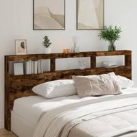 Hoofdbordkast met LED-verlichting 220x17x102 cm gerookt eiken - thumbnail