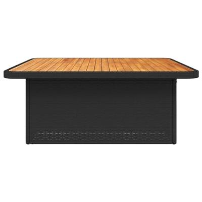 Tuintafel 110x110x71 cm poly rattan en massief acaciahout zwart
