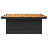 Tuintafel 110x110x71 cm poly rattan en massief acaciahout zwart - thumbnail