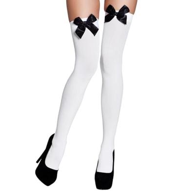 Pantykousen wit met zwarte strik