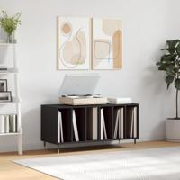 Platenkast 100x38x48 cm bewerkt hout zwart - thumbnail