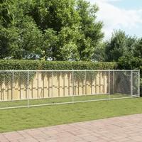 Hondenhok met deur 10x2x1,5 m gegalvaniseerd staal grijs - thumbnail