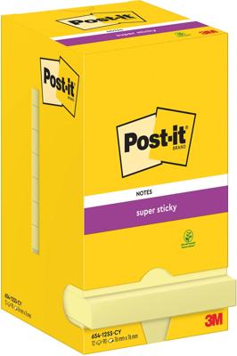 Memoblok post-it 654 super sticky 76x76mm geel