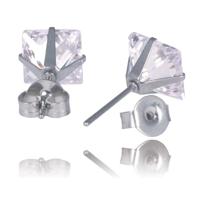 LGT Jewels Stud oorbellen Edelstaal Classic Transparent-6mm - thumbnail