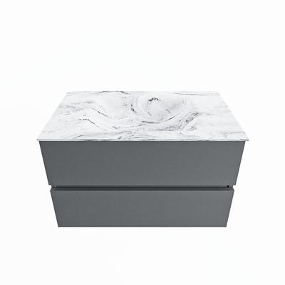 MONDIAZ VICA-DLUX 80cm badmeubel onderkast Plata 2 lades. Inbouw wastafel CLOUD midden zonder kraangat, kleur Glace. MONDIAZ VICA-DLUX 80cm badmeubel onderkast Plata 2 lades. Inbouw wastafel CLOUD midden zonder kraangat, kleur Glace.
