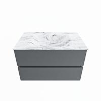 MONDIAZ VICA-DLUX 80cm badmeubel onderkast Plata 2 lades. Inbouw wastafel CLOUD midden zonder kraangat, kleur Glace. - thumbnail