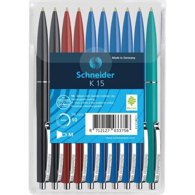 Schneider s-3081-2-3-4 balpen k15 10s assorti kleuren in headerbag