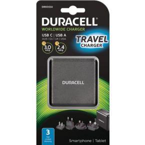 DR6003A - Wereld oplader - USB type-C, USB type-A - 5.4A - zwart DR6003A - Wereld oplader - USB type-C, USB type-A - 5.4A - zwart