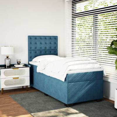 Boxspring met matras fluweel blauw 140x200 cm - thumbnail