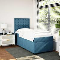 Boxspring met matras fluweel blauw 180x200 cm - thumbnail