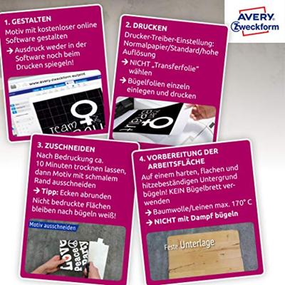 Avery-Zweckform My Design T-Shirt MD1004 Inkjet-textielfolie DIN A4 Voor gekleurd textiel, Geoptimaliseerd voor inkjet 8 vellen Avery-Zweckform My Design T-Shirt MD1004 Inkjet-textielfolie DIN A4 Voor gekleurd textiel, Geoptimaliseerd voor inkjet 8 vellen