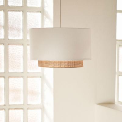 Kave Home Lampenkap 'Erna' Bamboe en stof, Ø40cm