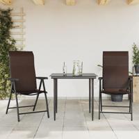 Tuinstoelen 2 st inklapbaar poly rattan bruin - thumbnail