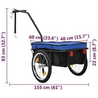 VidaXL Fietstrailer/trekwagen 155x60x83 cm staal blauw - thumbnail