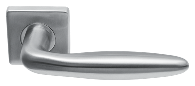 Deurklink Luno massief op vierkant rozet geveerd Deurklink Luno massief op vierkant rozet geveerd