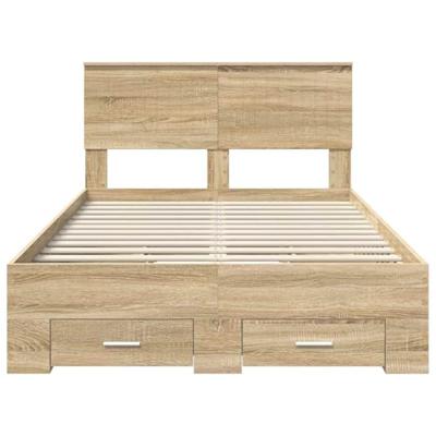 Bedframe met hoofdeinde Sonoma Eiken 120 x 200 cm Bewerkt hout