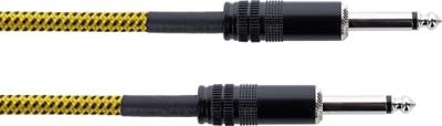 Cordial 14764 Jackplug Instrumenten Aansluitkabel [1x Jackplug male 6,3 mm (mono) - 1x Jackplug male 6,3 mm (mono)] 3 m Zwart, Geel Textielmantel