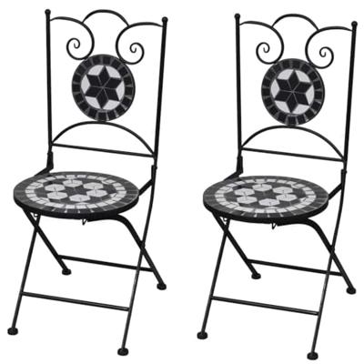 VidaXL Opklapbare stoelen, 2 stuks, keramisch, zwart en wit VidaXL Opklapbare stoelen, 2 stuks, keramisch, zwart en wit