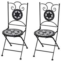 VidaXL Opklapbare stoelen, 2 stuks, keramisch, zwart en wit - thumbnail