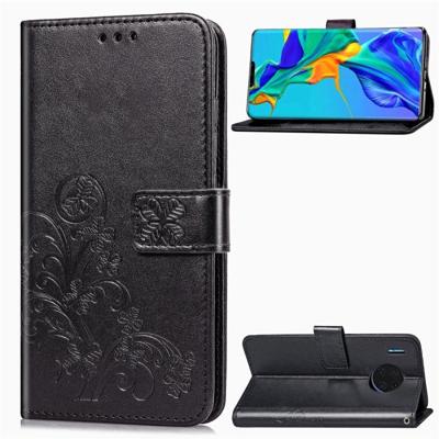 Voor Huawei mate 30 Pro vier-blad clasp reliëf gesp mobiele telefoon bescherming lederen draagtas met Lanyard & Card slot & portemonnee & beugel func Voor Huawei mate 30 Pro vier-blad clasp reliëf gesp mobiele telefoon bescherming lederen draagtas met Lanyard & Card slot & portemonnee & beugel func