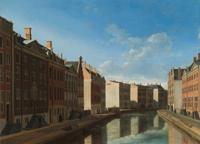 Schilderij - Gerrit Adriaensz Berckheyde, gezicht op de gouden bocht, Herengracht, Amsterdam, 90x60cm Rijksmuseum, premium print, print op canvas - thumbnail