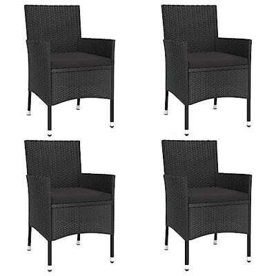 5-delige Tuinset met kussens poly rattan zwart