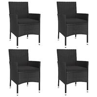 5-delige Tuinset met kussens poly rattan zwart - thumbnail