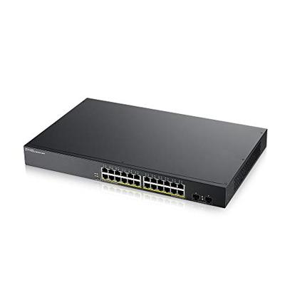 Zyxel 24-poorts Gigabit PoE-switch |Smart managed| Rekmontage |24 PoE+-poorten met 170 Watt totaal vermogen en 2 SFP-poorten| VLAN, IGMP, QoS| Levenslange garantie [GS1900-24HPv2]