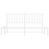 Bedframe met hoofdbord metaal wit 160x200 cm - thumbnail