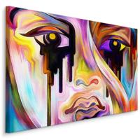 Schilderij - Abstract gezicht close up, 4 maten, multikleur, hoge kwaliteit scherp geprijsd, - thumbnail