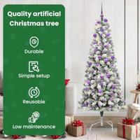 VidaXL Kunstmatige inklapbare kerstboom groen en wit 180 cm - thumbnail