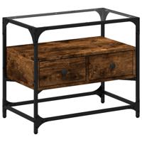 Tv-meubel met glazen blad 60x35x51 cm hout gerookt eikenkleurig - thumbnail