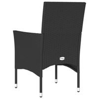Tuinstoelen 2 st met kussens poly rattan zwart - thumbnail