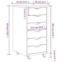 Ladekast MOSS verrijdbaar massief grenenhout grijs - thumbnail