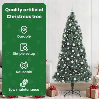 VidaXL Kunstmatige voorverlichte kerstboom met ballenset groen 210 cm