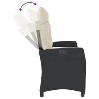 Tuinbankje verstelbaar met kussens poly rattan zwart - thumbnail