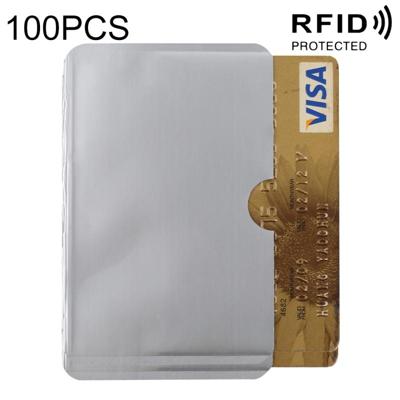 100 PCS Aluminum Foil RFID Blocking Credit Card ID Bank Card Case Card Holder Cover Size: 9.3 x 6cm (Silver)
