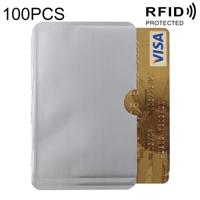 100 PCS Aluminum Foil RFID Blocking Credit Card ID Bank Card Case Card Holder Cover Size: 9.3 x 6cm (Silver) - thumbnail