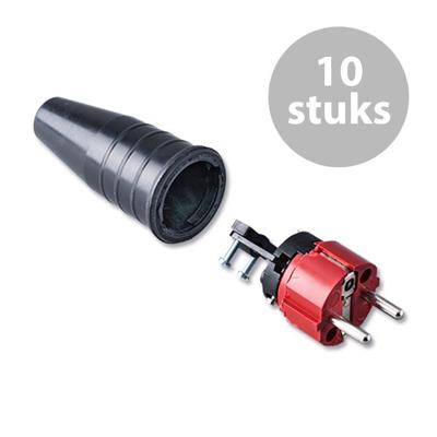 Keraf 521 Schuko 230V/240V stekker male rood/zwart (per 10)