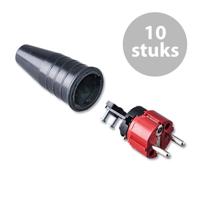 Keraf 521 Schuko 230V/240V stekker male rood/zwart (per 10) - thumbnail
