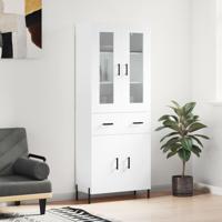 Hoge kast 69,5x34x180 cm bewerkt hout wit - thumbnail