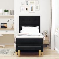 Boxspringbed met matras en bank stof zwart 100x200 cm - thumbnail