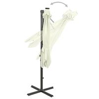 vidaXL Zweefparasol met paal en LED-verlichting 250 cm zandkleurig - thumbnail