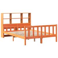 Bed met boekenkast zonder matras hout wasbruin 160x200 cm - thumbnail