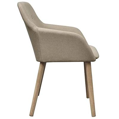 Eetkamerstoelen 2 st stof en massief eikenhout beige