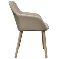 Eetkamerstoelen 2 st stof en massief eikenhout beige - thumbnail