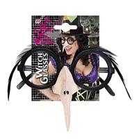 Bril Met Heksenneus En Zwarte Wenkbrauwen - thumbnail