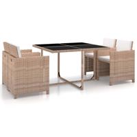 5-delige Tuinset met kussens poly rattan beige - thumbnail
